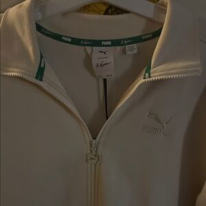 Puma Off-White Track Jacket with Green Accents